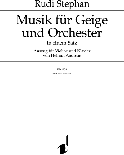 Music for Violin and Orchestra — Rudi Stephan