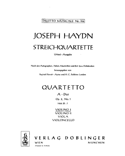 String Quartet in A major, op. 2/1 — 海顿