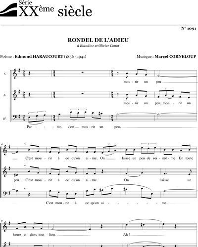 Rondel de l'adieu — Marcel Corneloup
