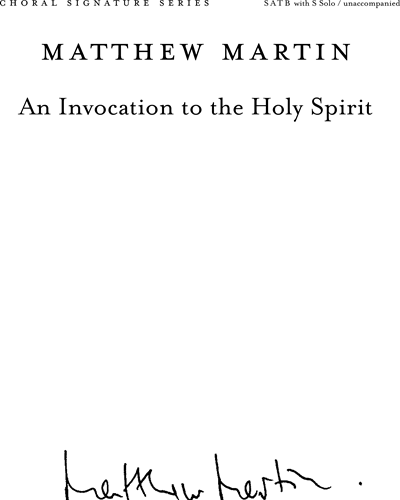 An Invocation to the Holy Spirit — Matthew Martin
