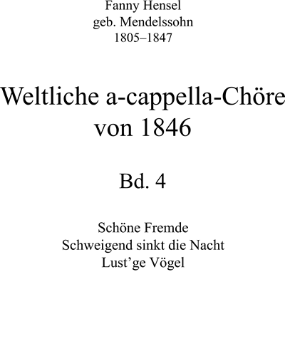 Secular a cappella choirs (from '1846 Vol. 4') — 范妮·门德尔松