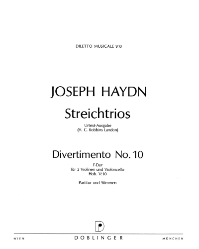 String Trio No. 10 in F major, Hob. V:10 — Joseph Haydn