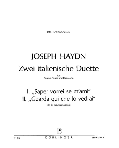 Two Italian Duets, Hob. XXV:1, 2 — 海顿