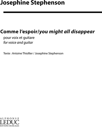 Comme l'espoir | you might all disappear — Josephine Stephenson