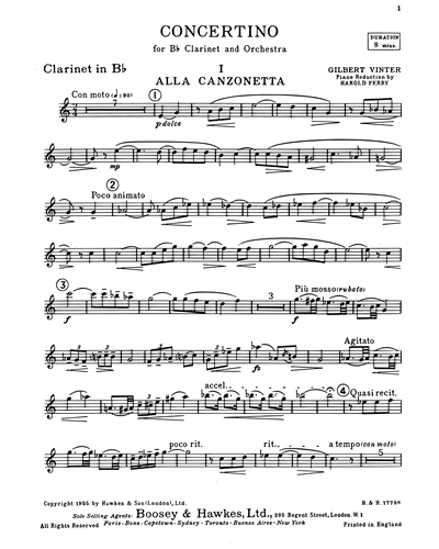 Concertino for Clarinet & Piano — Gilbert Vinter