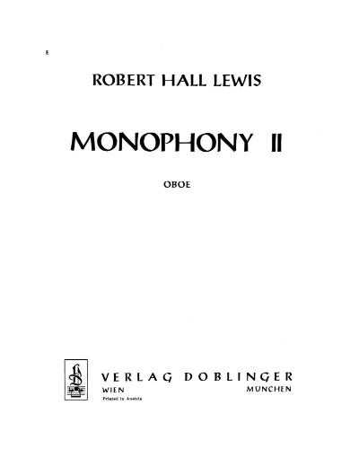 Monophony II — Robert Hall Lewis