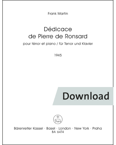 Dédicace de Pierre de Ronsard für Tenor und Klavier — Frank Martin