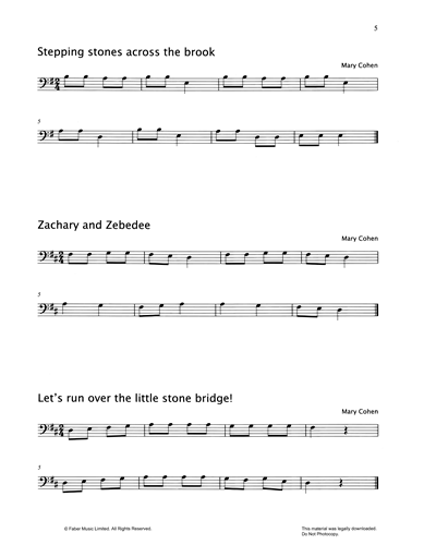 'Stepping Stones Across The Brook' & 'Zachary And Zebedee' & 'Let's Run Over The Little Stone Bridge' & 'Tic Tac Toe' & 'Little Snail' & 'Ponies Trotting' — Mary Cohen