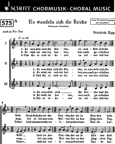 Es wandeln sich die Reiche / Eh ich mich niederlege — Friedrich Zipp
