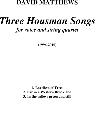 Three Housman Songs — A. E. Housman