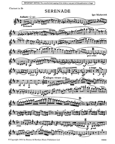 Serenade for Clarinet, Bassoon & Violin — Igor Markevitch