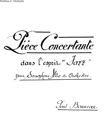 Pièce Concertante, dans l'esprit 'Jazz' — Paul Bonneau