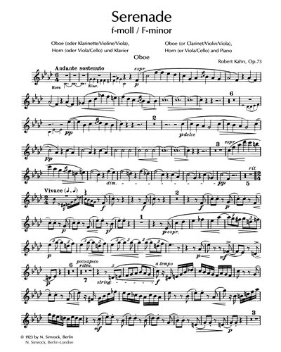 Serenade in F major, op. 73 — Robert Kahn