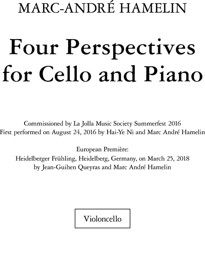 Four Perspectives For Cello and Piano — Marc-André Hamelin