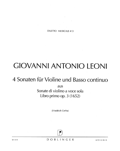 4 Sonatas for Violin and Continuo — Giovanni Antonio Leoni