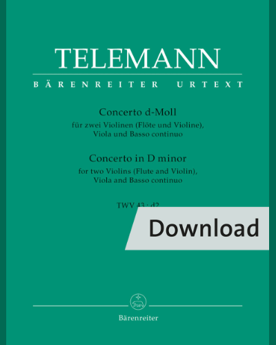 Concerto for 2 Violins (Flute and Violin), Viola and Basso continuo in D minor TWV 43:d2 — 泰勒曼