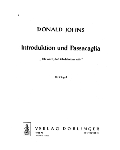 Introduction and Passacaglia — Donald Johns