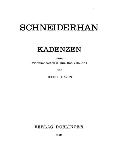 Cadenza for Haydn Violin Concerto in C major, Hob. VIIa:1 — Wolfgang Schneiderhan