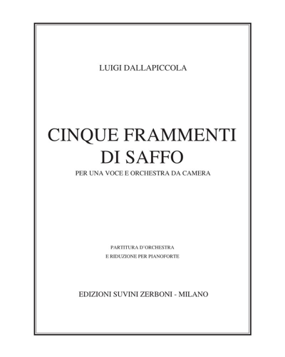 Cinque Frammenti di Saffo — 达拉皮科拉