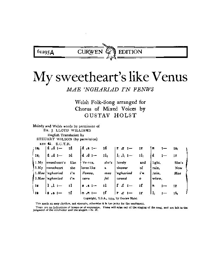 My Sweetheart's Like Venus — 霍尔斯特
