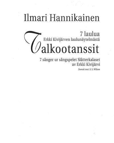 Talkootanssit, Seven songs from the play — Ilmari Hannikainen