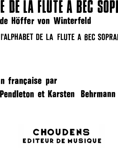 Étude De La Flûte À Bec Soprano — Linde Höffer-von Winterfeld