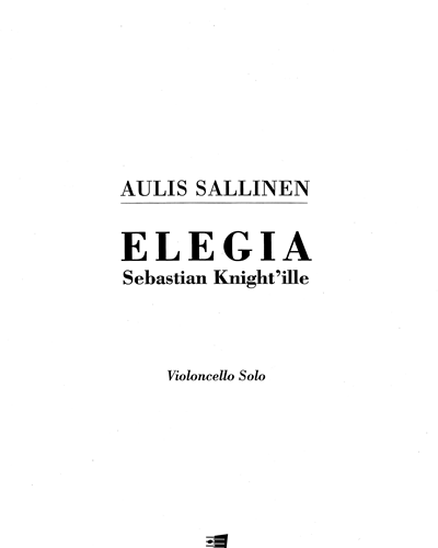 Elegia, op. 10 (After Sebastian Knight) — Aulis Sallinen