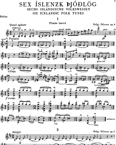 Six Icelandic Folk Tunes, op. 6 — Helgi Pálsson