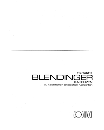 Cadenzas for Classical Viola Concertos — Herbert Blendinger