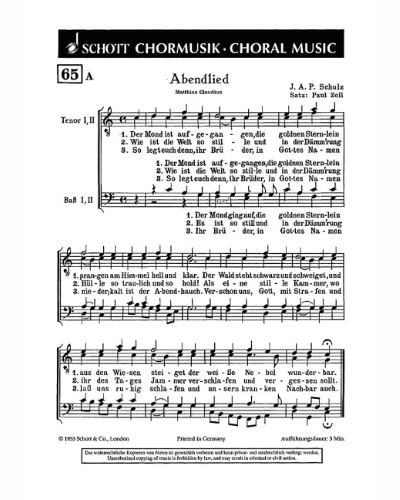 Abendlied / Nun ruhen alle Wälder — Paul Zoll