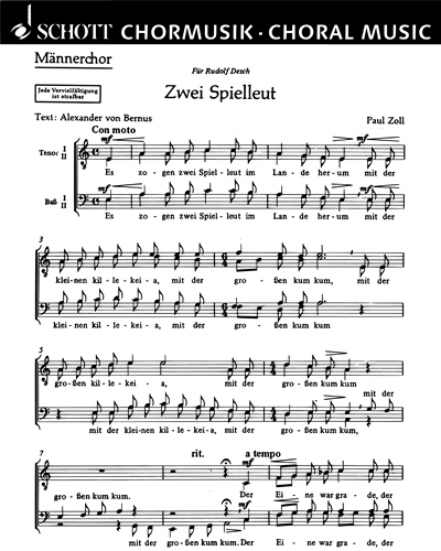 Vier heitere Chorlieder — Paul Zoll