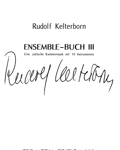 Ensemble-Buch III — Rudolf Kelterborn