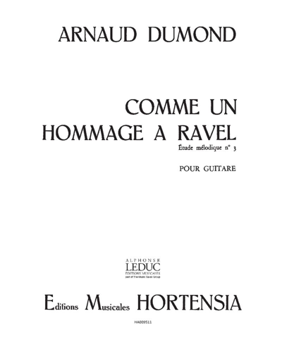 Comme un hommage à Ravel — Arnaud Dumond