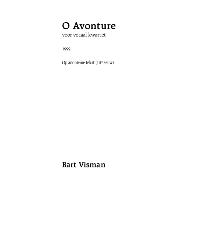 O Avonture — Bart Visman