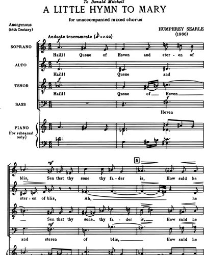 A Little Hymn to Mary — Humphrey Searle