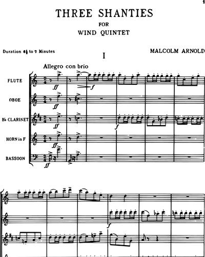 Three Shanties for Wind Quintet, op. 4 — Malcolm Arnold