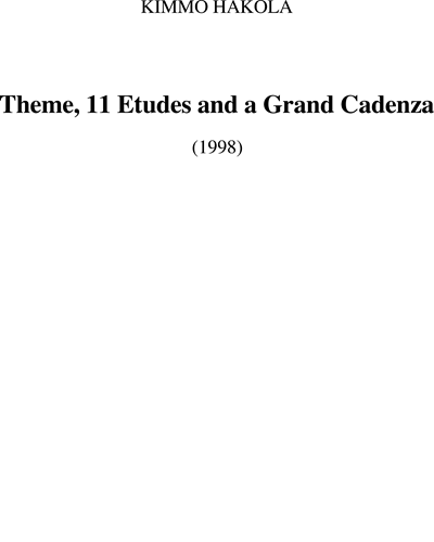Theme, 11 Etudes and Grand Cadenza — 金莫·哈科拉
