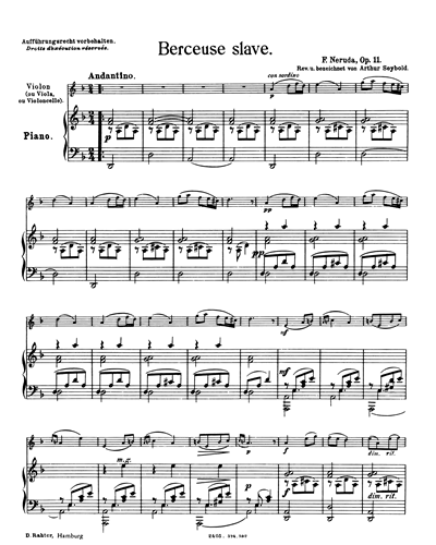 Slavonic Cradle Song, op. 11 — Franz Neruda