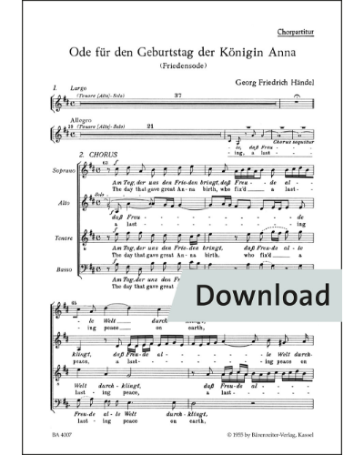 Ode for the Birthday of Queen Anne HWV 74 — George Frideric Handel