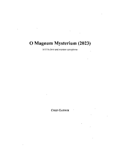 O Magnum Mysterium (2023) — Colin Eatock