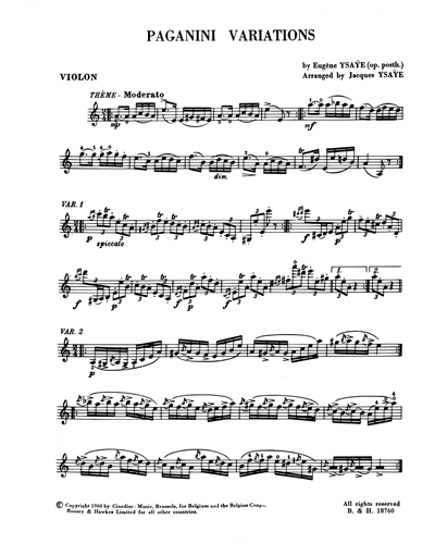 Paganini Variations, op. posth. — Eugène Ysaÿe