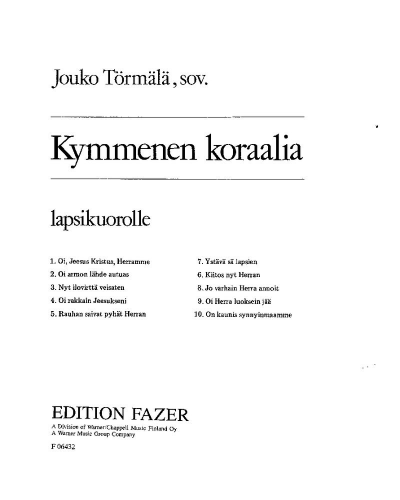 Ten Chorales for Children's Chorus — Jouko Törmälä