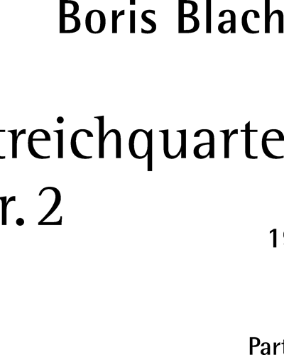 String Quartet No. 2 — Boris Blacher