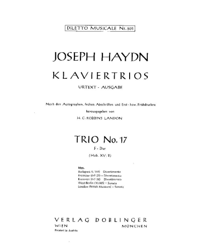 Piano Trio No. 17 in F major, Hob. XV:2 — Joseph Haydn
