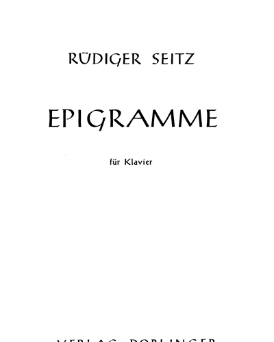 Epigramme — Rüdiger Seitz