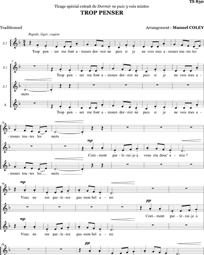 Trop penser - from Dormir ne puis — Manuel Coley