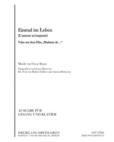 Einmal im Leben (valse aus dem Film "Madame de …“) — Oscar Straus