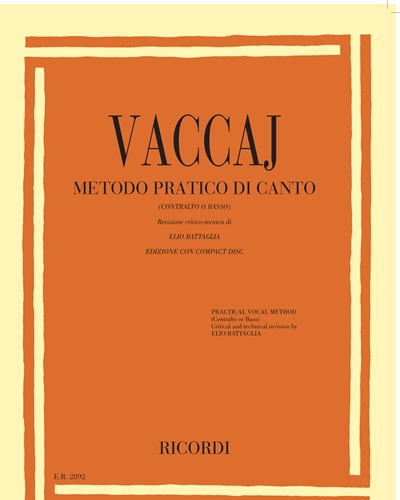 Metodo pratico di canto (Ariette on Texts by Metastasio) — Nicola Vaccai