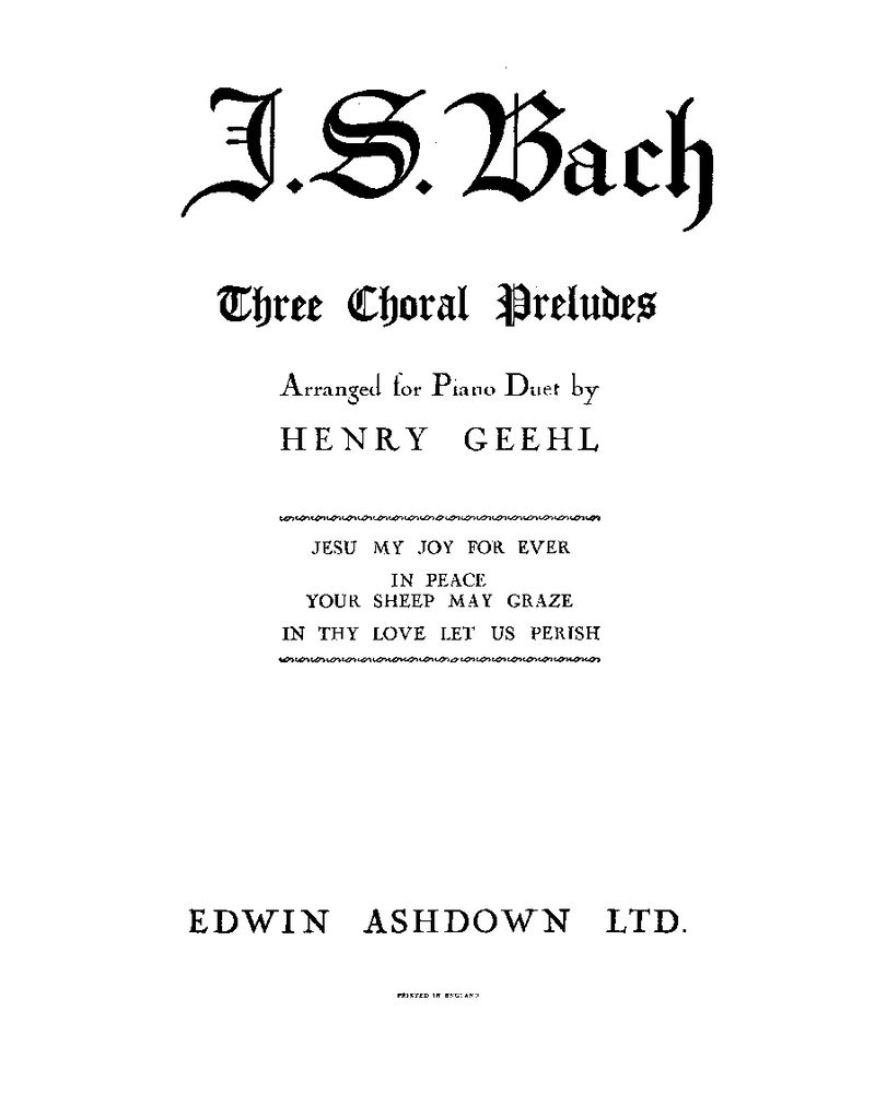 Three Choral Preludes — Johann Sebastian Bach
