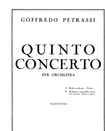 Quinto concerto — 彼得拉西
